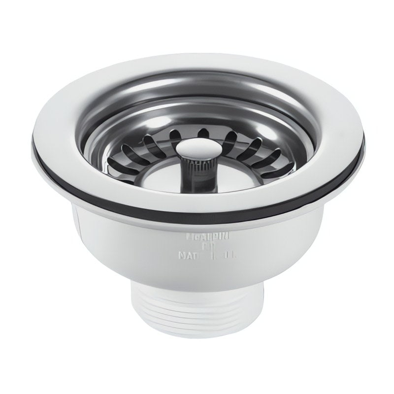 Korbventil für Spüle ohne Überlauf mit Edelstahl-Sieb, 114 mm Edelstahlabdeckung, inklusive Dichtung und Befestigungsschraube