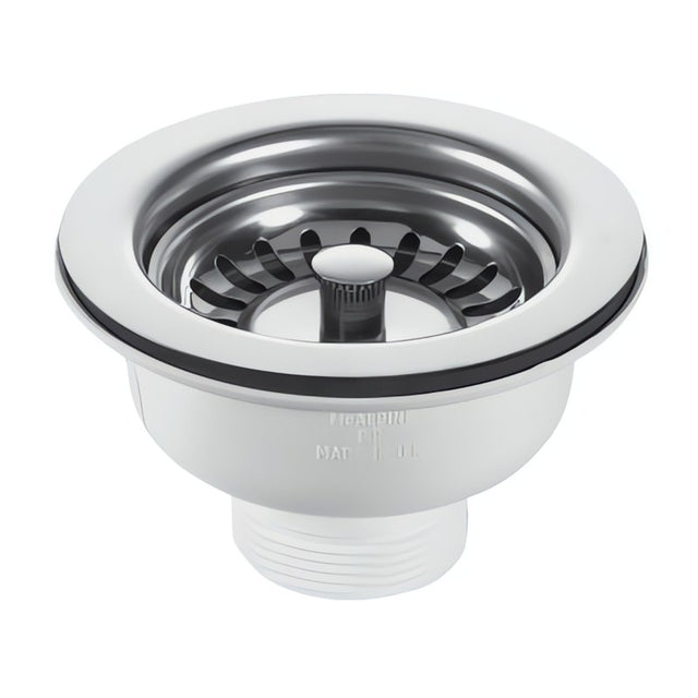Korbventil für Spüle ohne Überlauf mit Edelstahl-Sieb, 114 mm Edelstahlabdeckung, inklusive Dichtung und Befestigungsschraube