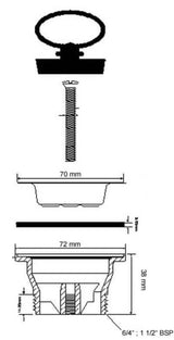 Ablaufventil Ø 70 mm Gewinde 6/4 Zoll – 2