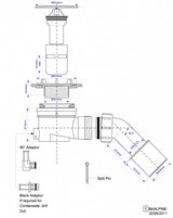 Duschwannensiphon Ø50-55 mit Restwasser-Zulauf, Bauhöhe 67mm – 3