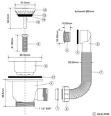 Spülen Korbventil mit Überlauf Ø85/113 mm, 6/4Zoll – 2