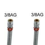 Brauseschlauch Edelstahl verchromt 3/8'' AG x 3/8'' AG, Länge 2,00m – 2