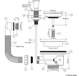 Spülenventil m. Bowdenzug und Überlauf Ø114mm, 6/4", Druck-Zug-Funktion – 3