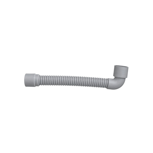 Ablaufschlauch für Geschirrspüler 20 cm, grau, mit gewinkeltem Anschluss und gerader Muffe, Innendurchmesser ca. Ø29-30 mm
