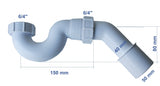 Röhren-Siphon für Badewanne 6/4 Zoll, Abgang Ø40/50 mm – 2