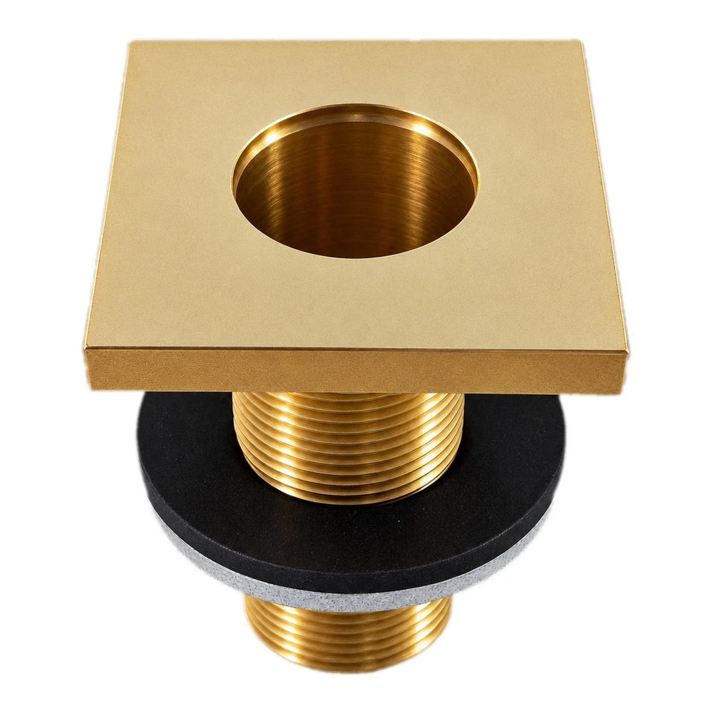 Wannenrand Schlauchdurchführung quadratisch 46 x 46 mm, Messing unlackiert, Brausehalterung für die Badewanne