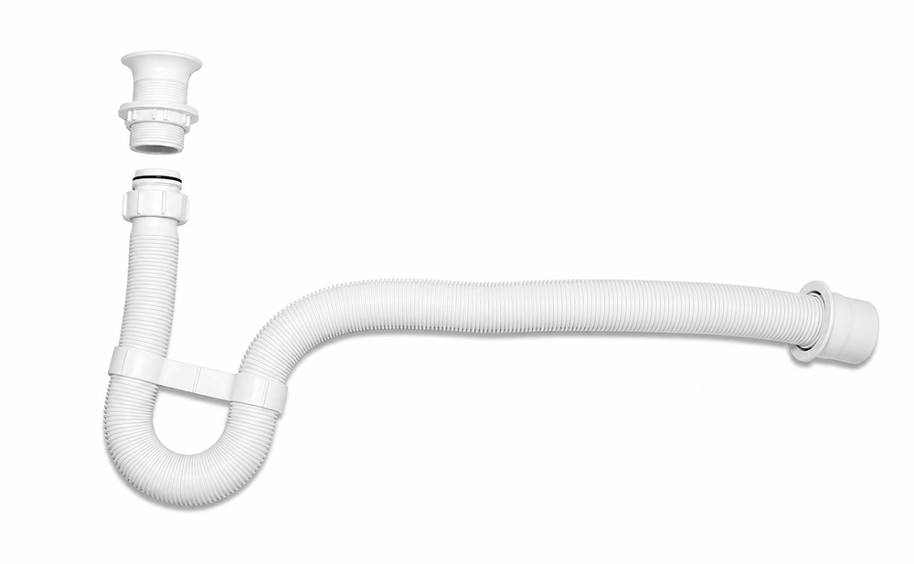 Flexible Siphon aus Kunststoff mit Ablaufgarnitur