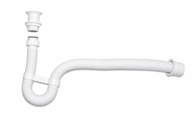Flexible Siphon aus Kunststoff mit Ablaufgarnitur