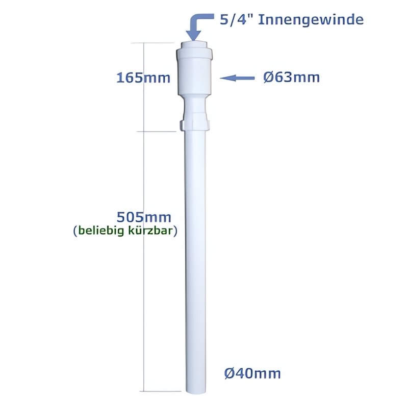 Siphon Geruchsverschluss für vertikalen Ablauf Anschluss 5/4 (1 ¼ Zoll) Innengewinde, DN 40 Abgang unten