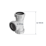 T-Stück Ø40 mm mit 3 Überwurfmuttern – Abwasser Rohrverbinder – 3