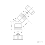 Fitting 45° Winkel mit loser Verschraubung und 2 Muttern Ø32 mm (5/4 Zoll) – 2