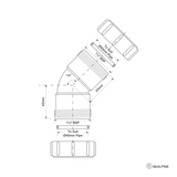 Fitting 45° Winkel mit loser Verschraubung und 2 Muttern Ø40 mm (6/4 Zoll) – 2