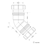 Fitting 45° Winkel mit loser Verschraubung und 2 Muttern Ø50 mm (2 Zoll) – 2