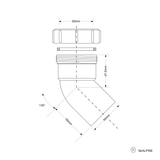 Fitting 45° Winkel mit 1 Mutter Ø50 mm – 2