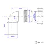 Fitting 90° Winkel Ø32 mm auf DN32 – 2
