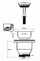 Spülen Einbau Korbventil Ø70/85 mm, Gewinde 6/4 Zoll – 2