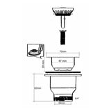 Spülen Einbau Korbventil Ø70 mm, Gewinde 6/4 Zoll, Abgang Ø40 mm – 2