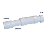 HT-Anschlussschlauch 6/4 Zoll, Abgang Ø40/50 mm, 27 cm bis 37 cm ausziehbar – 1