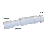 HT-Anschlussschlauch 6/4 Zoll, Abgang Ø40/50 mm, 29 cm bis 55 cm ausziehbar – 1