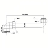 Raumsparbogen 6/4 Zoll, Ø40 mm, Baulänge 280 mm – 2