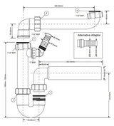 Raumspar Siphon mit Geräteanschluss 6/4'' Abgang Ø50mm – 2