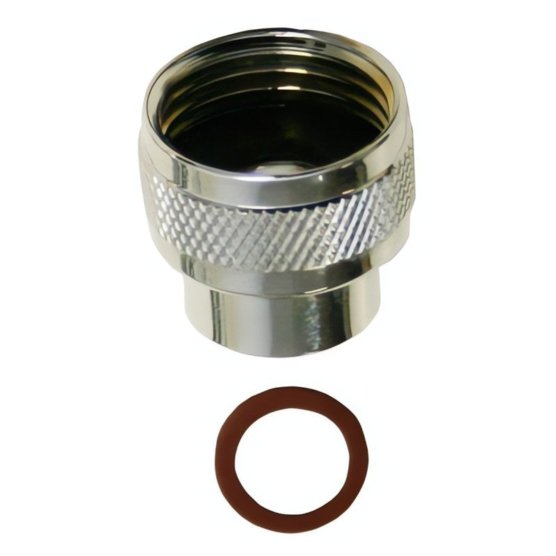 Reduzierstück Duschschlauch Adapter M15x1 IG auf 1/2 Zoll IG Messing verchromt, inkl. 2 Dichtungen, Außendurchmesser 23,2 mm