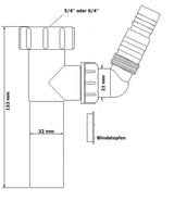 Waschgeräteanschluss 5/4" oder 6/4" Rohr Ø32mm – 2