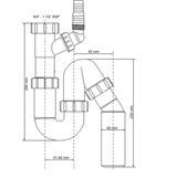 Spülensiphon mit Geräteanschluss 6/4 Zoll, Abgang Ø40 mm höhenverstellbar – 2