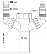 Tauchrohr mit 2 Geräteanschlüssen, 6/4 Zoll, Ø40mm, Länge 240 mm – 2