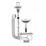 Spülenventil m. Bowdenzug und Überlauf Ø114mm, 6/4", Druck-Zug-Funktion, Abgang senkrecht – 2