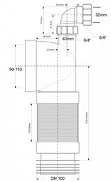 Flexible WC-Verbindung mit Ø32/40mm Zulauf, Quetschverschraubung – 2