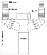 Tauchrohr mit 2 Geräteanschlüssen, 6/4 Zoll, Ø40mm – 2