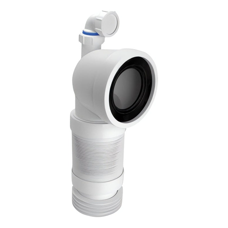Flexibler WC-Anschluss DN 100 mit Ø40 mm Zulauf, 90 Grad Bogen und Faltenbalg, PP weiß