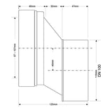 WC Anschluss 40 mm Versatz Ø110 / DN100 L=120 – 2