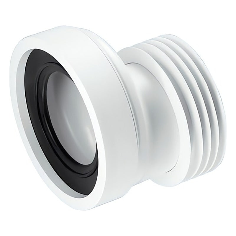 WC-Exzenterstutzen DN 100 in Weiß mit Gummidichtung für den Abwasseranschluss, 20 mm Versatz