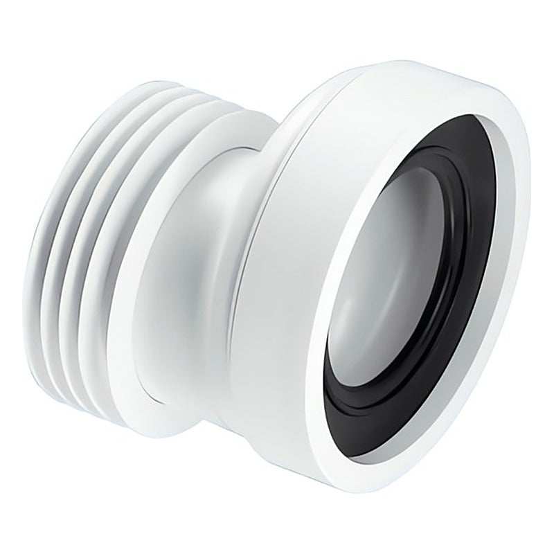 WC-Anschlussstück DN 100 (Ø 110 mm) aus weißem Kunststoff mit 20 mm Versatz und integrierter Gummidichtung