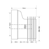 WC Anschlussstück 20 mm Versatz Ø110 / DN100 L=118 mm – 2