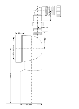 WC-Verbinder DN 100 mit 40 mm Zulauf