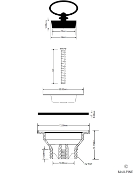 Ablaufventil 60mm Zeichnung