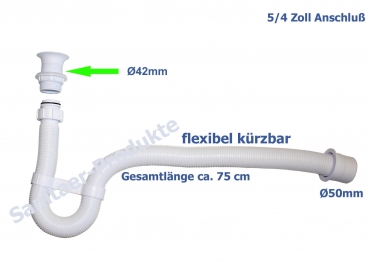 Flexible Siphon aus Kunststoff mit Ablaufgarnutur