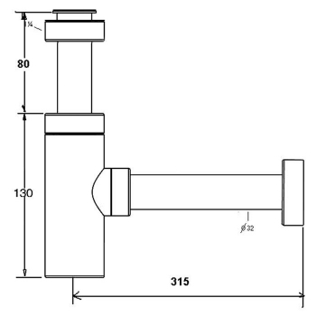 Siphon 5/4 Zoll Chrom massiv