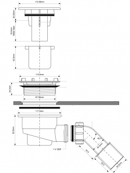 Duschablauf Ø90, Bauhöhe 82mm