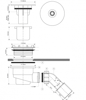 Duschablauf Ø90, Bauhöhe 82mm