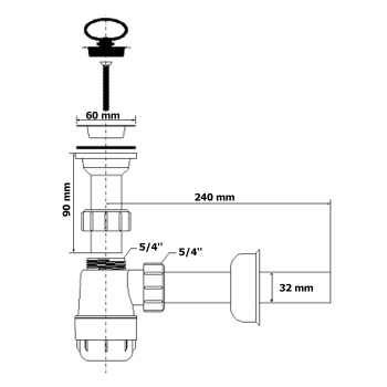 Flaschensiphon mit Sieb und Stopfen