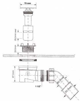 Duschablauf Ø50-55, Bauhöhe 67mm