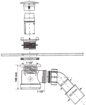 Dusch Ablauf Ø50-55, Bauhöhe 100mm