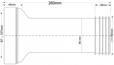 WC Anschluß - flexibel kürzbar, Ø90, DN90, L=260 mm