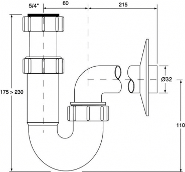 Syphon Geruchverschluss Ø32mm, 1 1/4Zoll