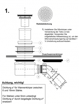 Duschablauf Ø90, Bauhöhe 80mm