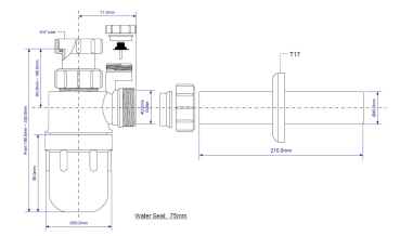 Siphon mit Belüfter 1 1/2 Zoll = 6/4"